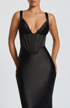 Tina Corset Satin Maxi Dress
