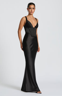 Tina Corset Satin Maxi Dress