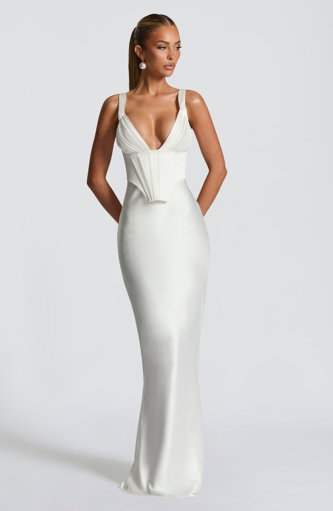 Tina Corset Satin Maxi Dress
