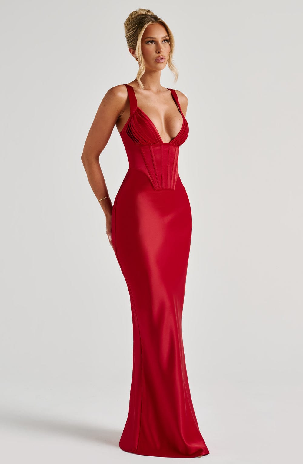 Tina Corset Satin Maxi Dress
