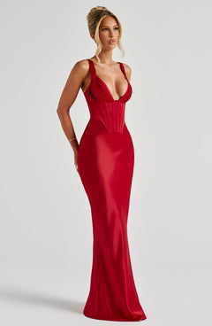 Tina Corset Satin Maxi Dress